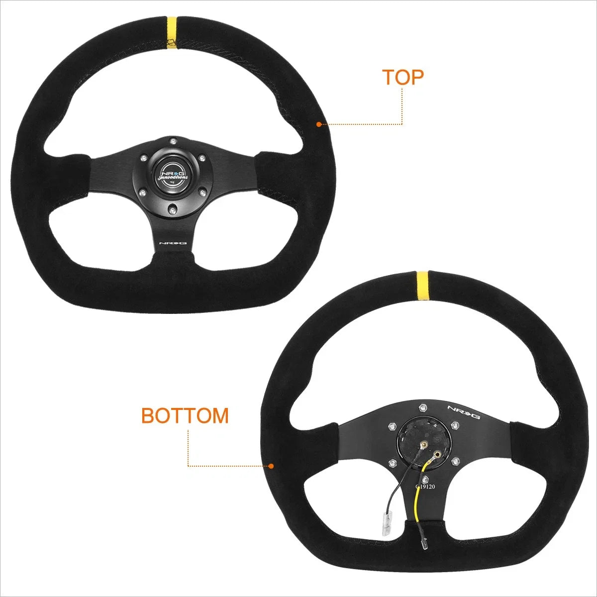 NRG Innovations RST-024MB-S-Y 320mm 3-Spoke Suede Steering Wheel for Universal