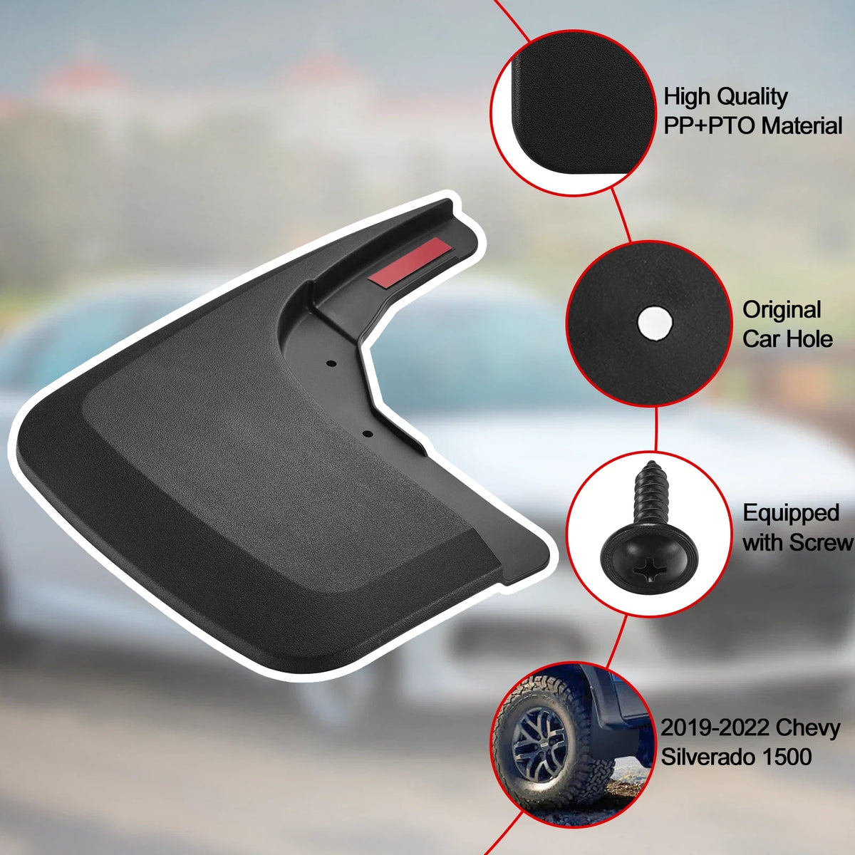 4pcs Mud Guards for Chevy Silverado 1500 (2019–2024) 2.7L 3.0L