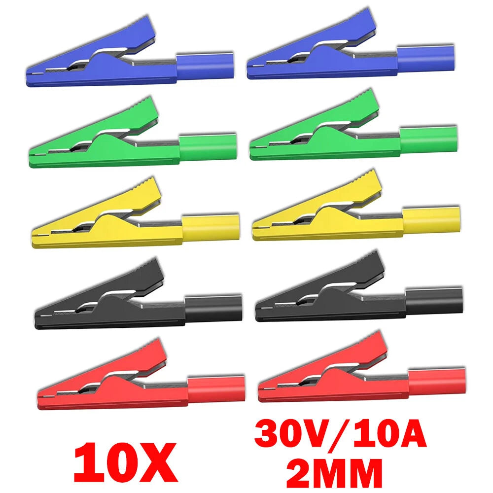 10-Pack Insulated Alligator Clips for 2mm Test Probe