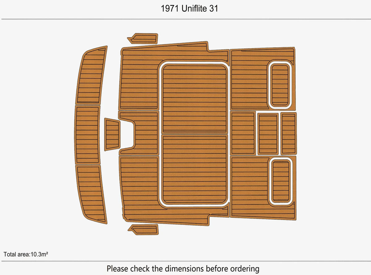 EVA Pad Faux Teak Deck Flooring Mat for Uniflite 31 Boat (1971)