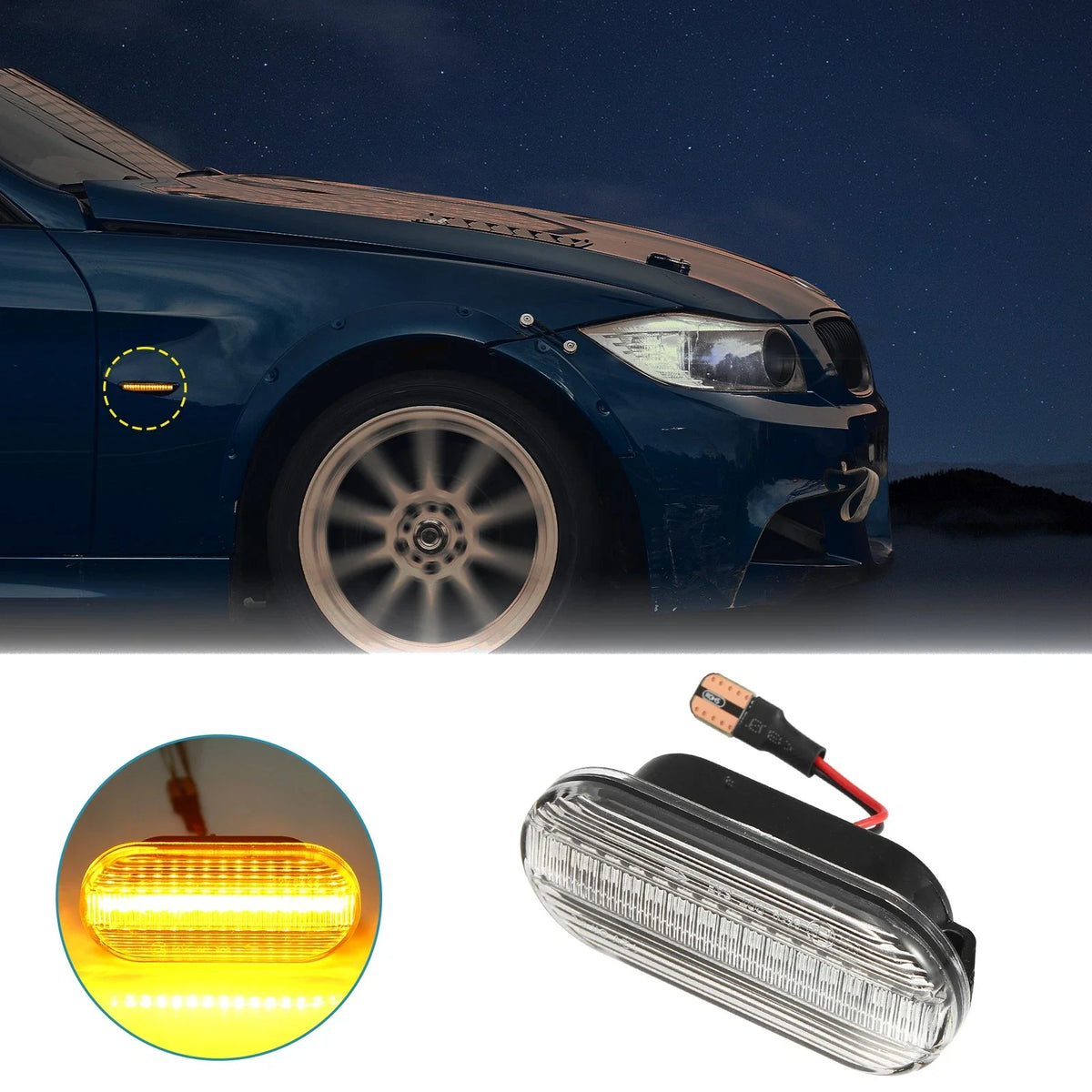Pair LED Side Marker Turn Signal Lights for Ford (1995–2004) 4M5A13K309AA