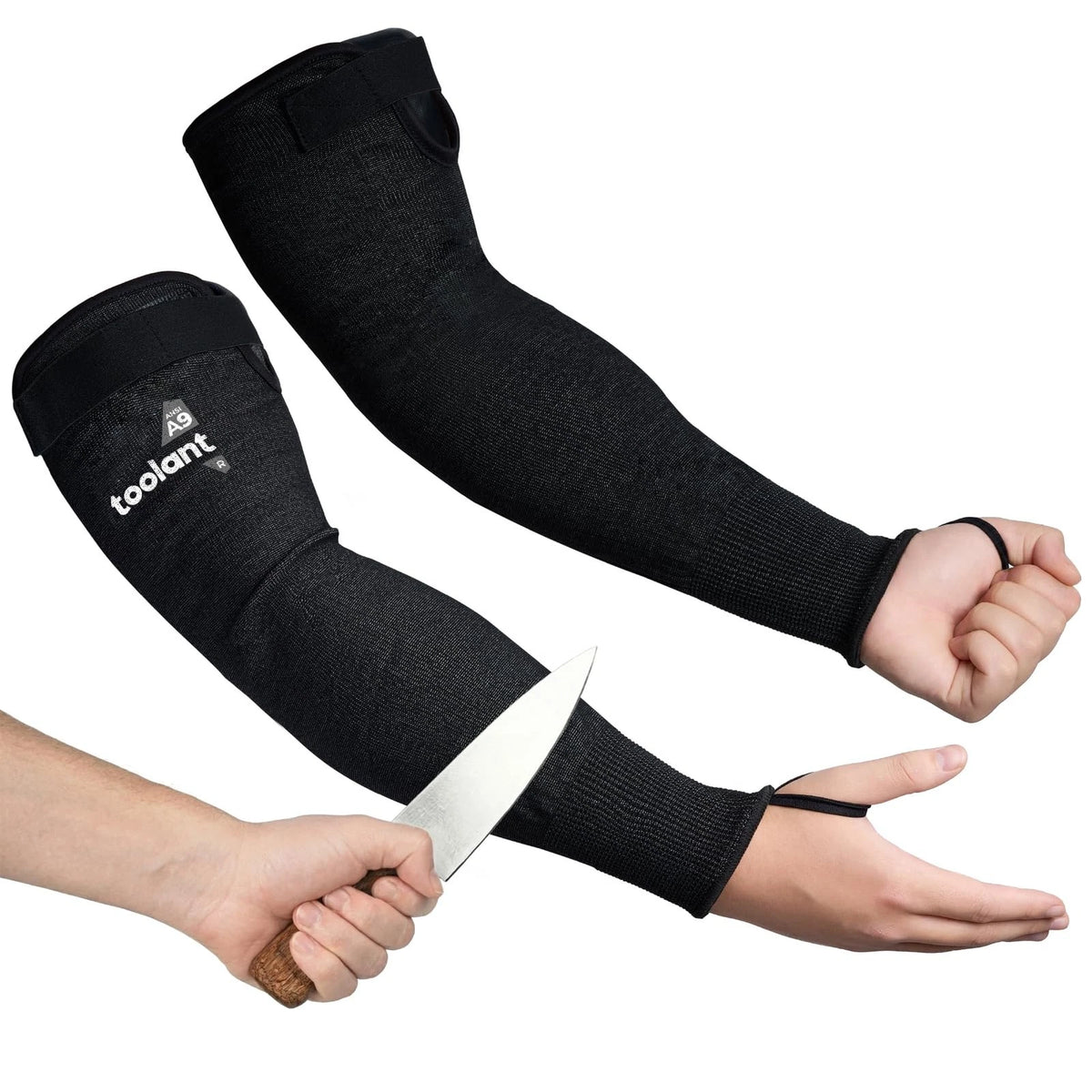 Cut Resistant Arm Sleeves for ANSI A9 Protection (1 Pair) - Black