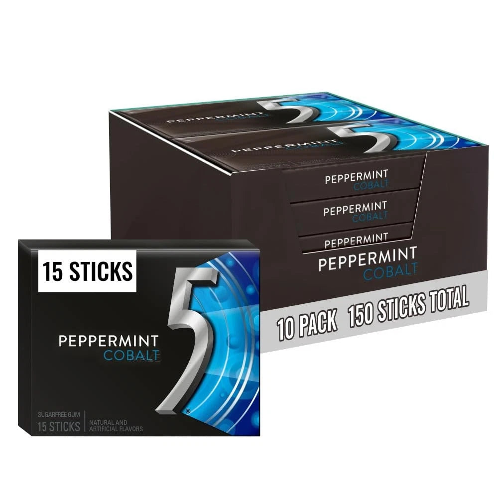 Set of 10 GUM Peppermint Cobalt Sugar Free Chewing Gum 15 Count
