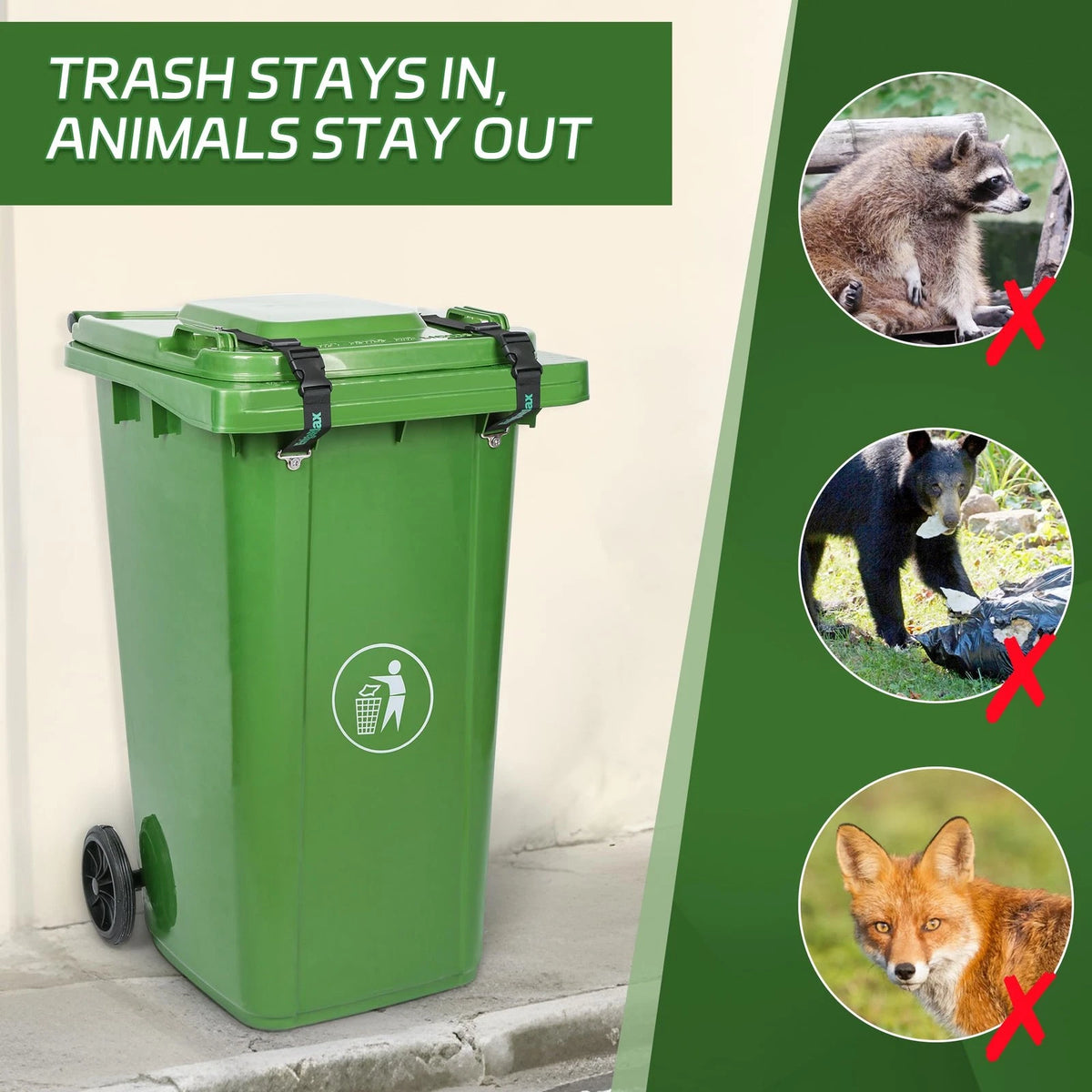 Set of 4 Trash Can Lid Locks for Raccoon-Proof Security