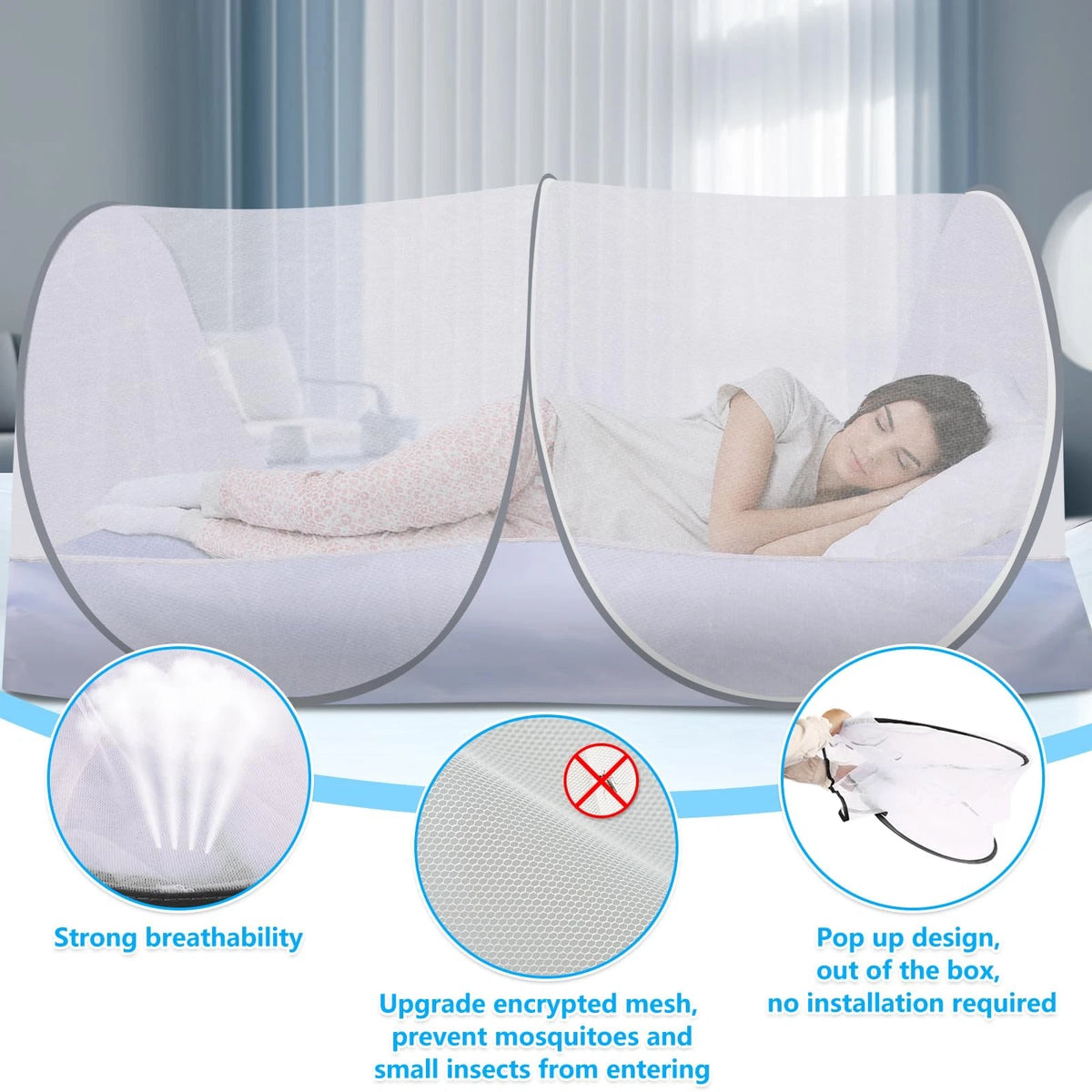 Extra Large Pop Up Mosquito Net 78"x41"x31" for Outdoor Use