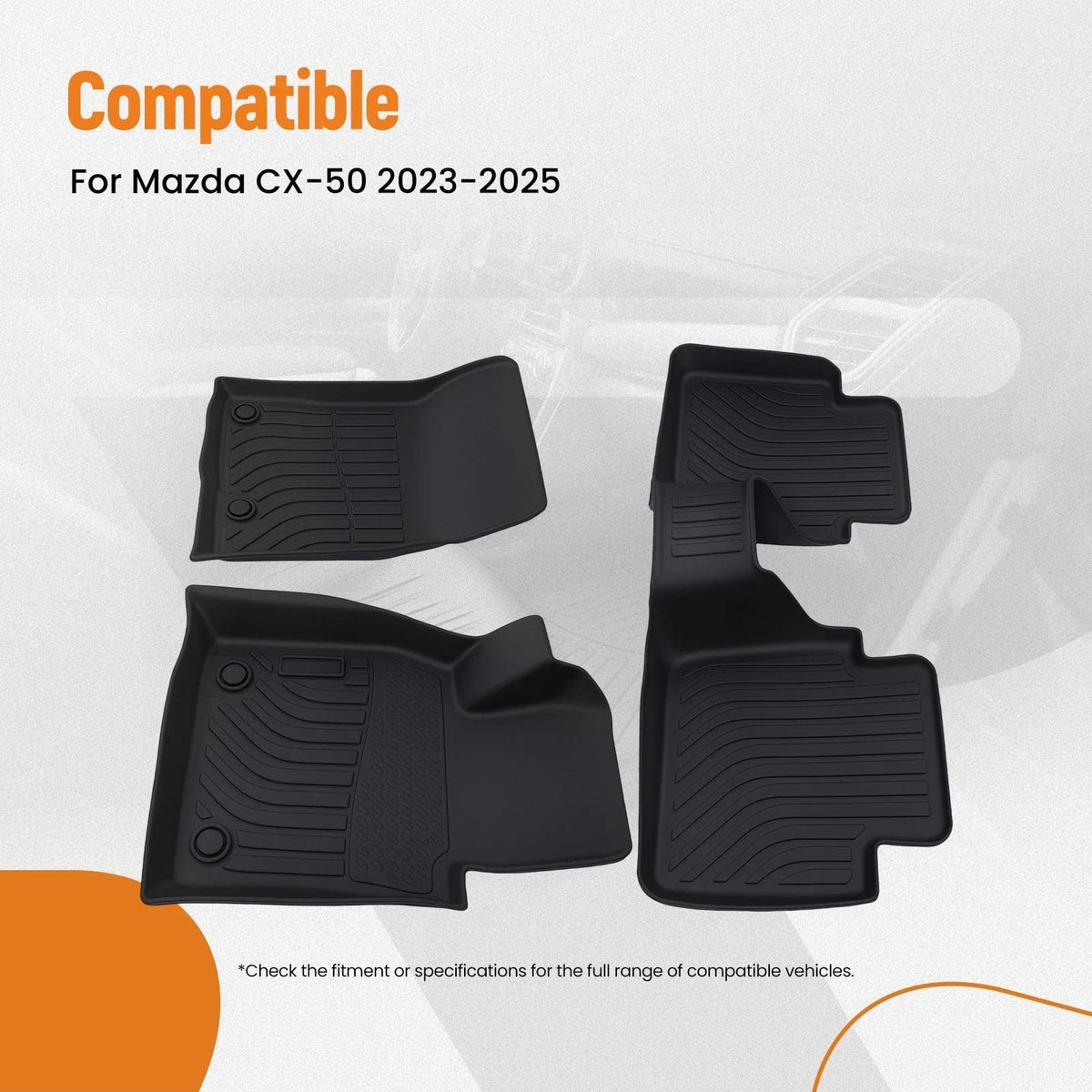 Set of 2 Black All-Weather TPE Floor Mats for Mazda CX-50 (2023–2025)