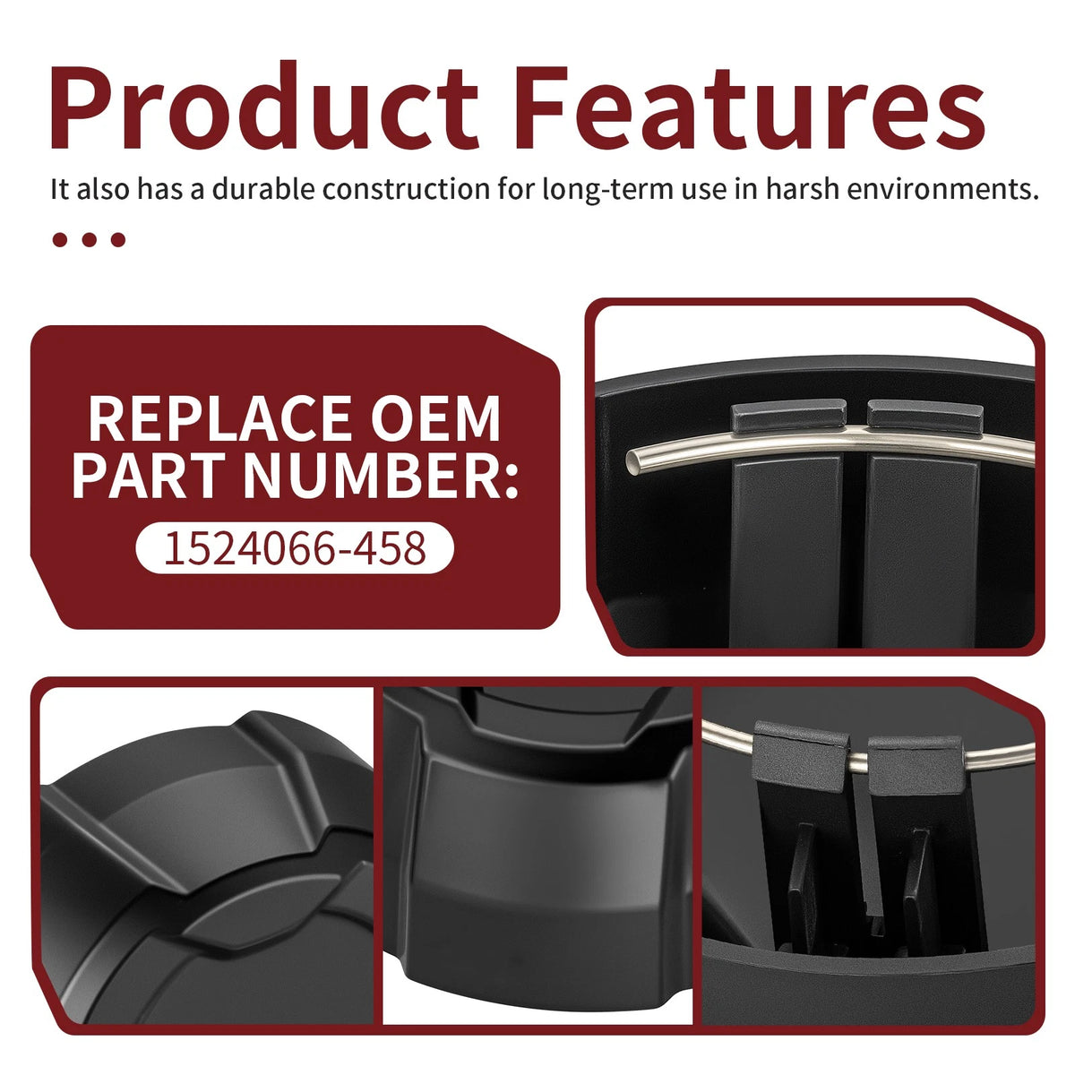 2X Matte Black Rear Rim Cap for Polaris Ranger Crew SP 570 (2022–2025) 1524066-458