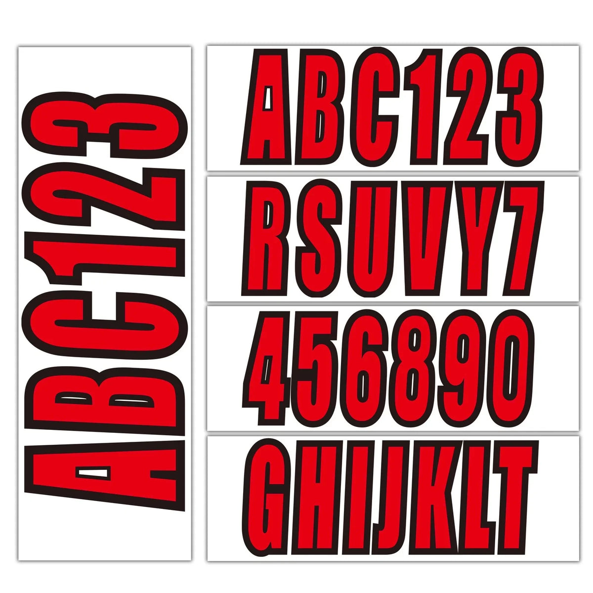 Set of 4 Custom Boat Registration Number Decal Stickers A-Z 0-9 Red
