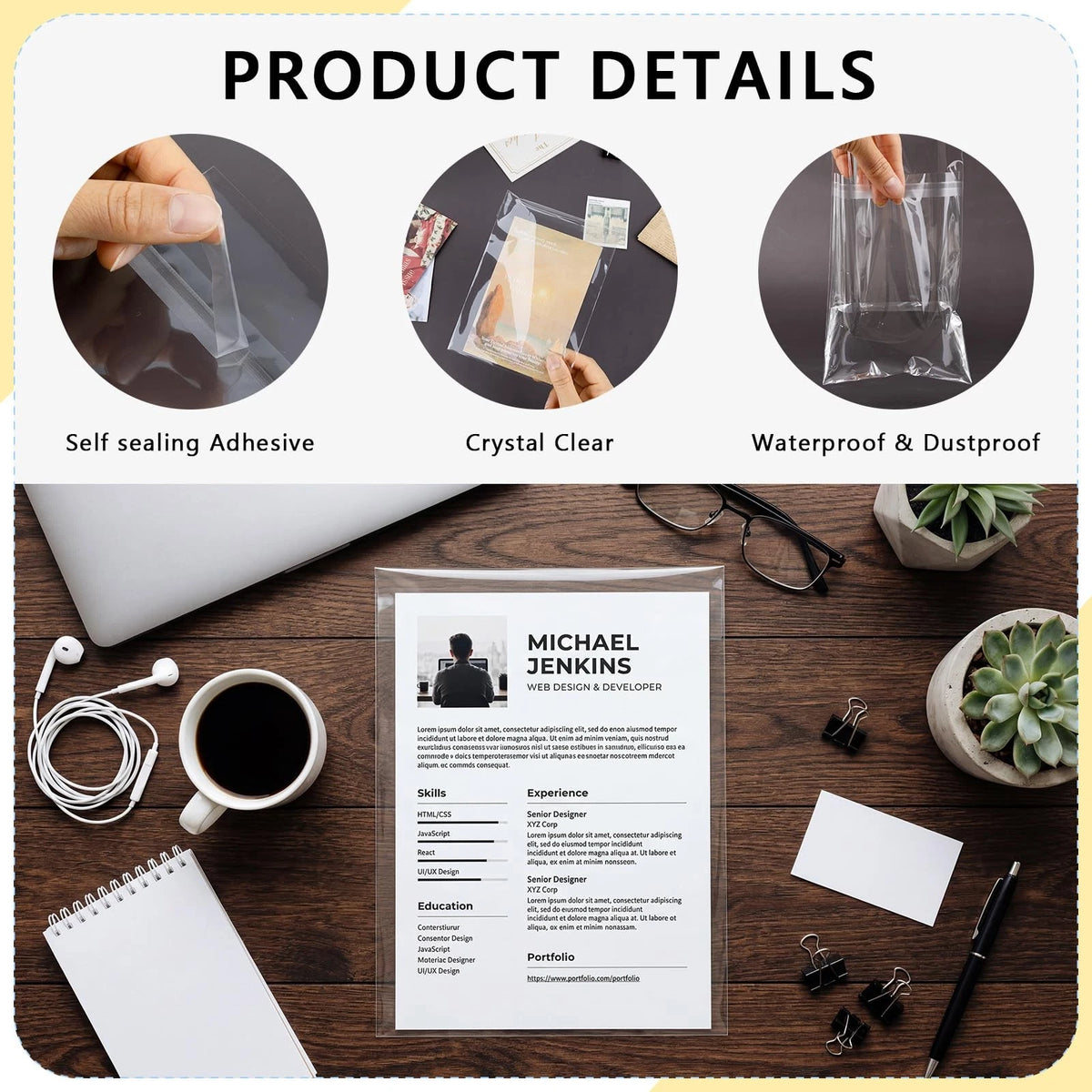 100 Pack Clear Plastic Sleeves 11" x 14" Acid Free