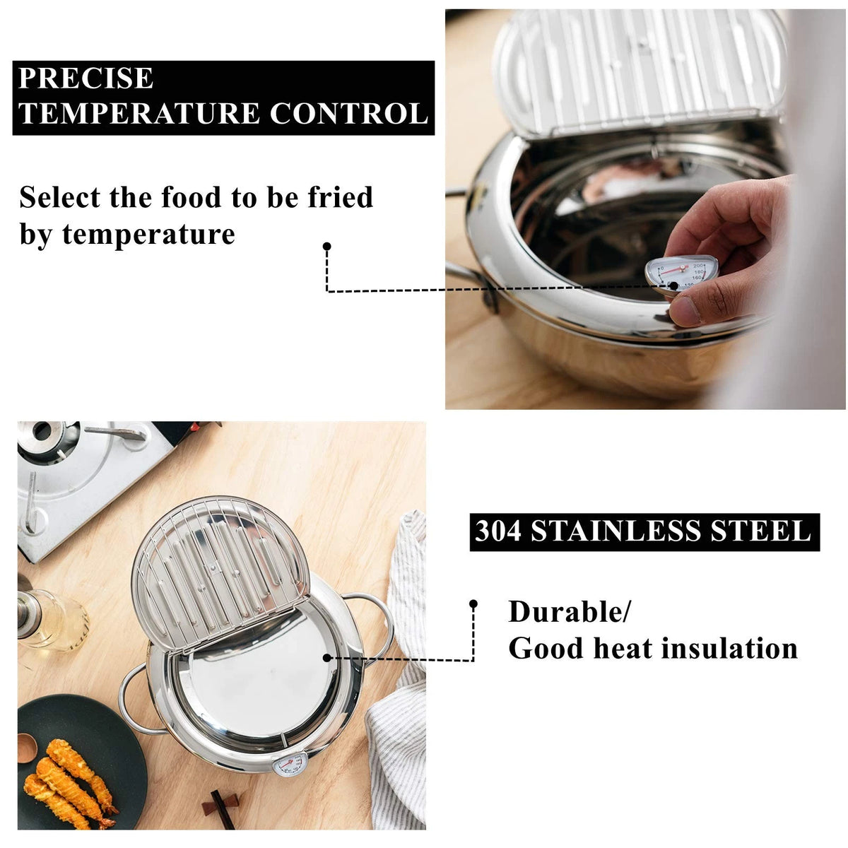 304 Stainless Steel Deep Fryer Pot for Frying Chicken