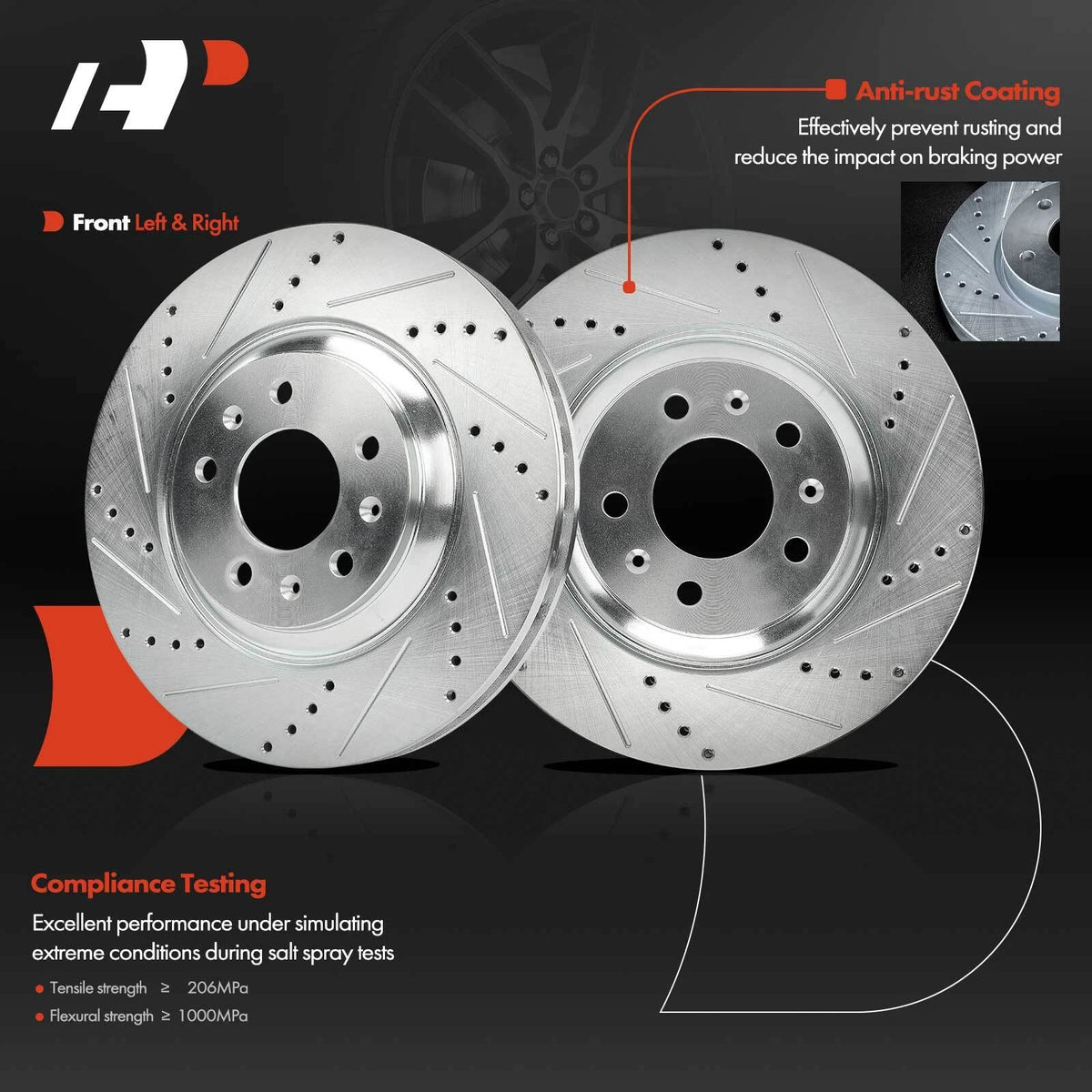Front Side Drilled Brake Rotor for Cadillac CTS STS Pontiac Bonneville (S-12162084)