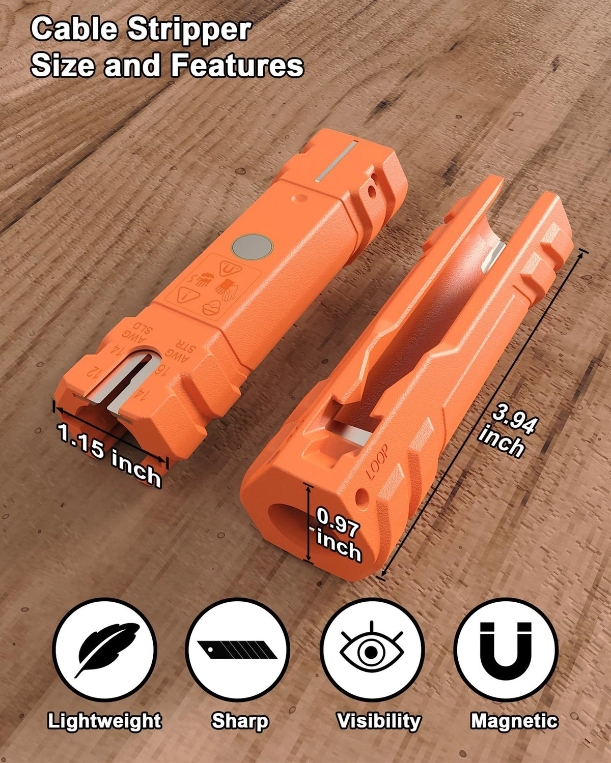 Cable Ripper Multifunctional Stripping Tool 12-14 AWG 12/2 Orange
