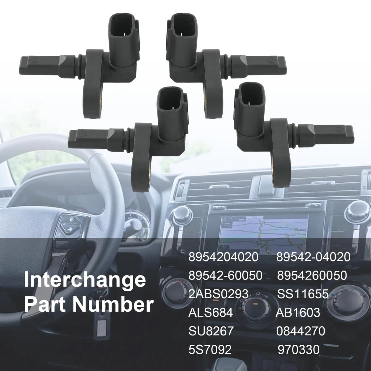 Set of 4 ABS Wheel Speed Sensors for Front/Rear/Left