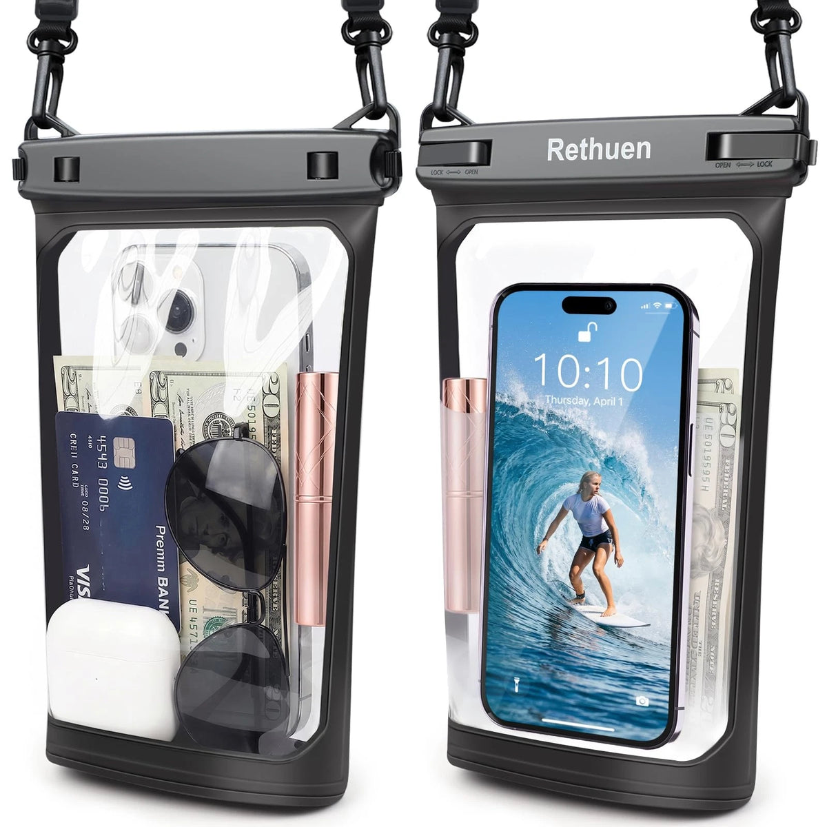 2X Waterproof Phone Pouch for Black+Black