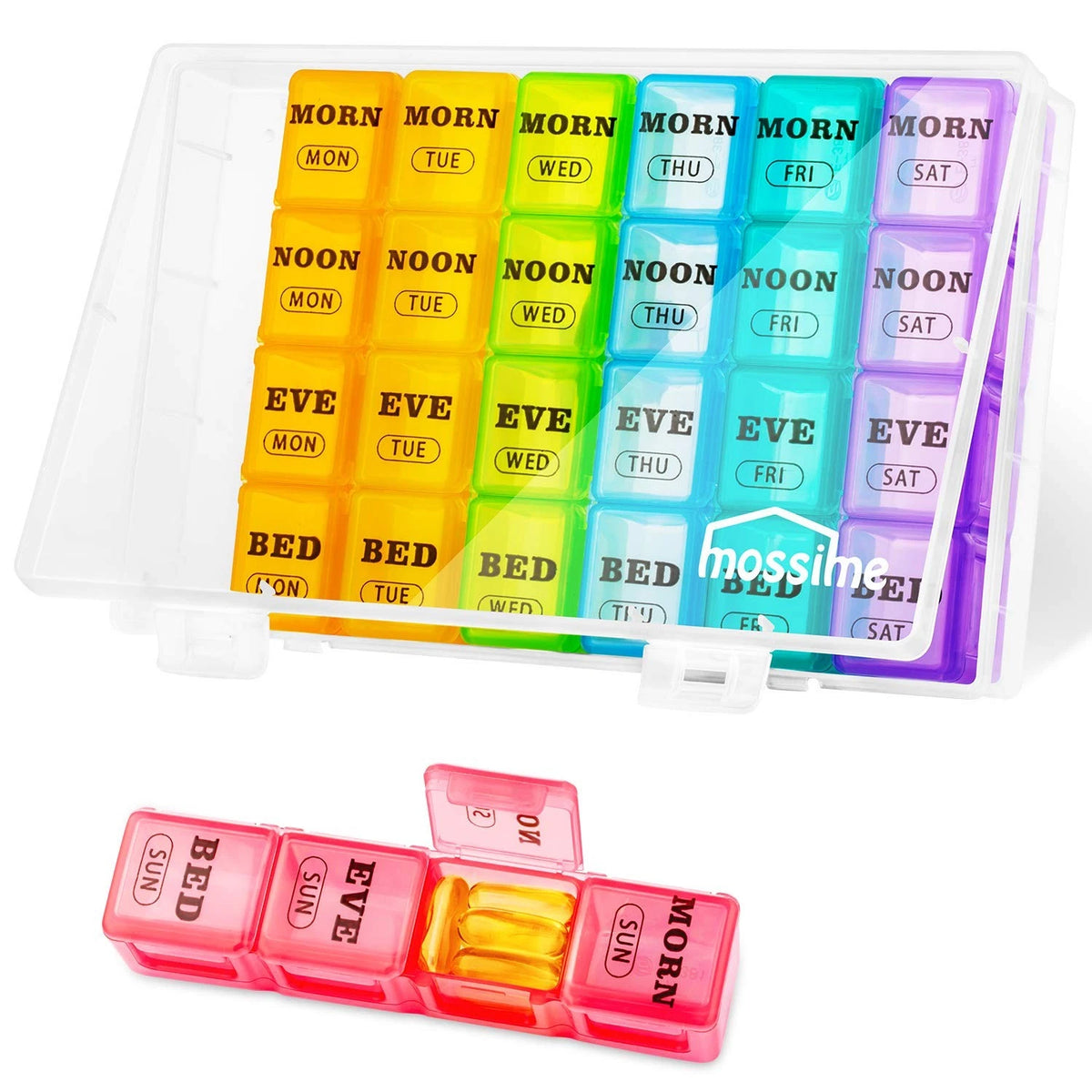 Set of 8 XL Weekly Pill Organizers for Daily Medication Management