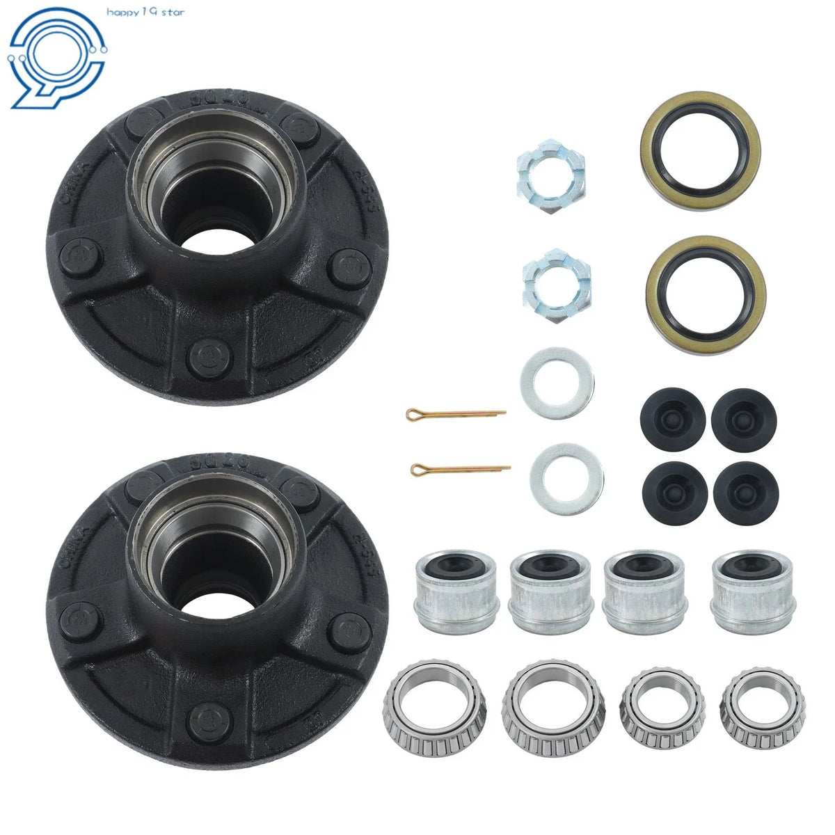 Set of 2 Trailer Hub Kits for 3500 lbs Axle 5 on 5" (5x5")