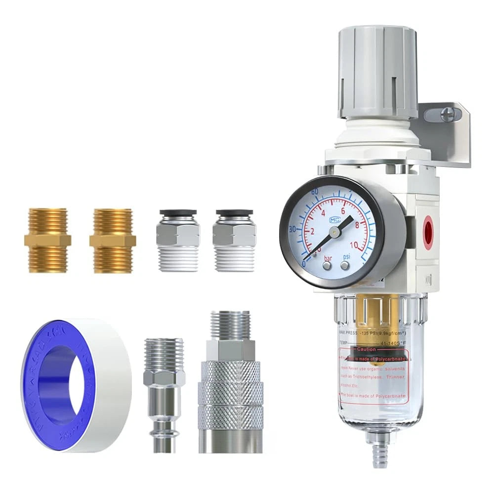 1/4" NPT Air Filter Regulator Combo for Air Tools (2010–2023)