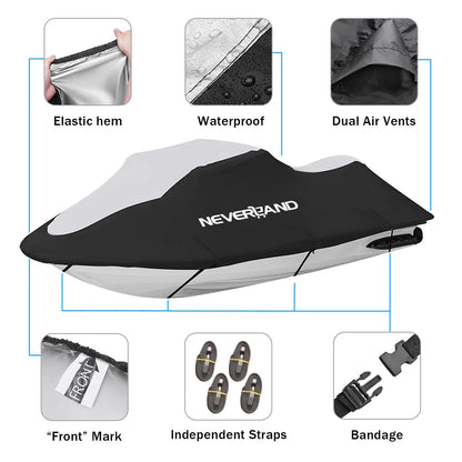 Trailerable Jet Ski Cover for Up to 120" Trailer (Waterproof, Heavy Duty)
