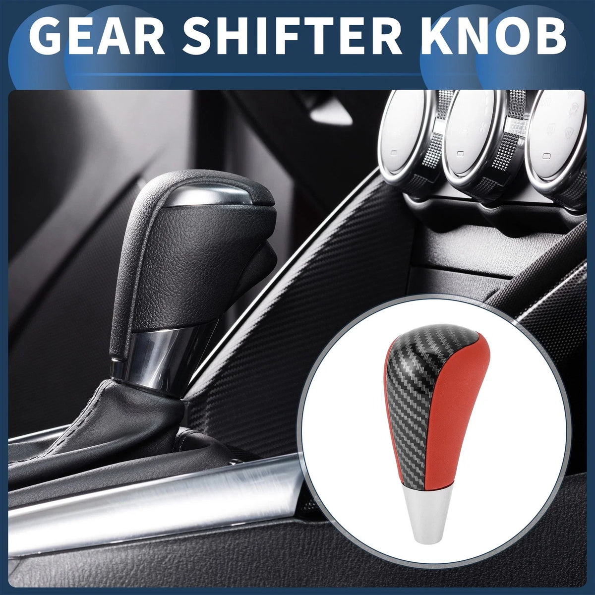 Automatic Gear Shifter Knob for Toyota 4Runner (2003–2021) Faux Leather Black Red