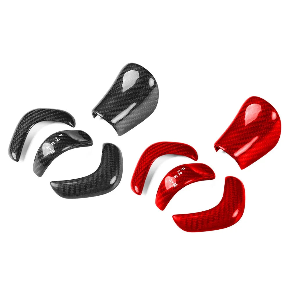 4Pcs Carbon Fiber Gear Shift Knob Cover Trim for Nissan GTR R35 (2017–2022)