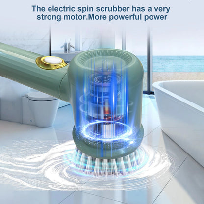 Electric Spin Scrubber for Cordless Cleaning Brush & Replaceable Head