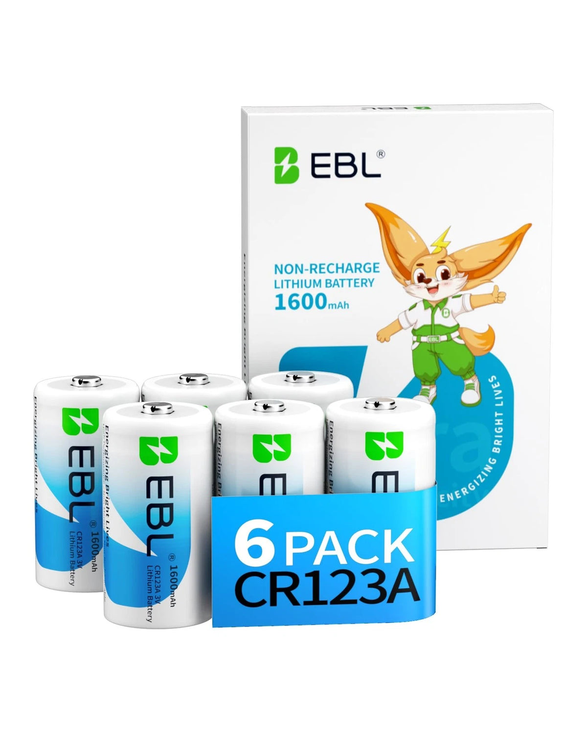 6 Pack CR123A Lithium Batteries 1600mAh for Various Devices
