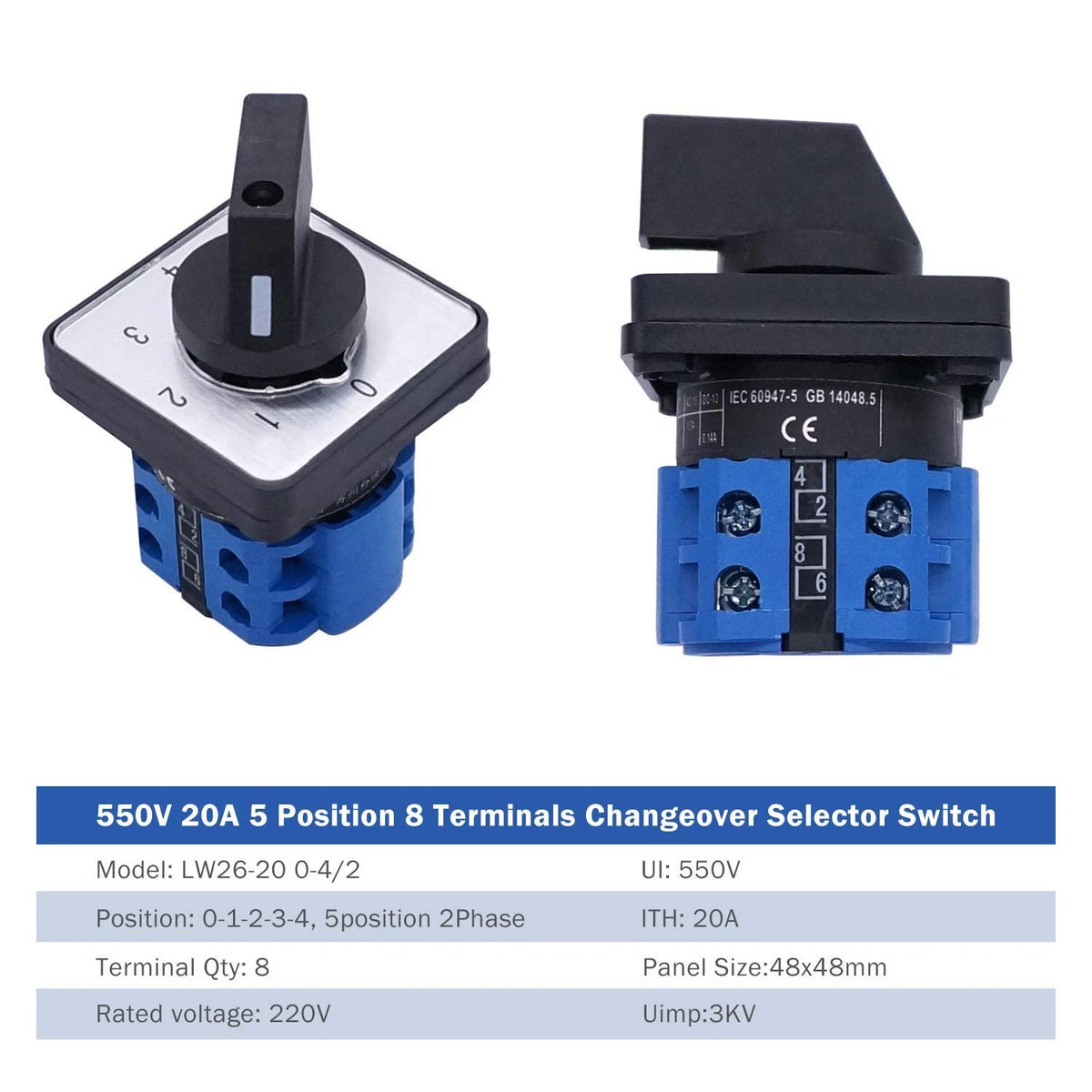 4 Position Changeover Switch for Universal Applications (20A 550V)