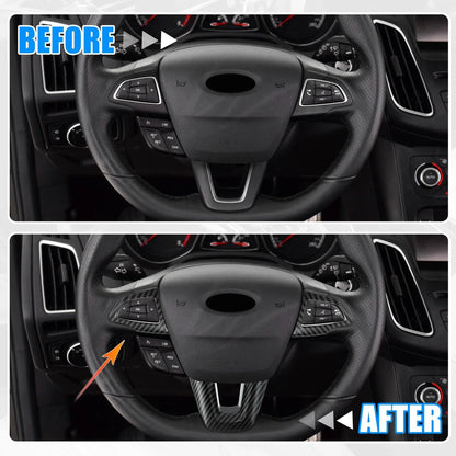 3pcs Carbon Fiber Steering Wheel Cover Trim for Ford 