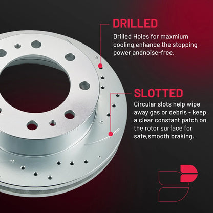 Front Rear Drilled Rotors Brake Pad Kit for GMC Sierra 3500 HD (2007–2010)
