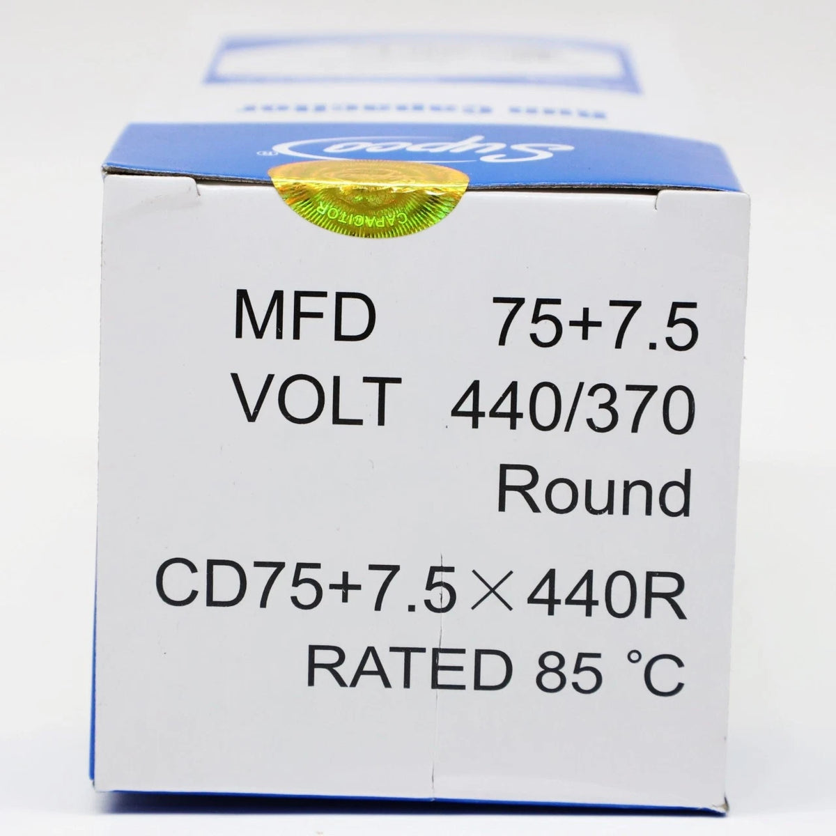 Dual Run Capacitor for HVAC Motor (75 + 7.5 MFD, 440 Volts)