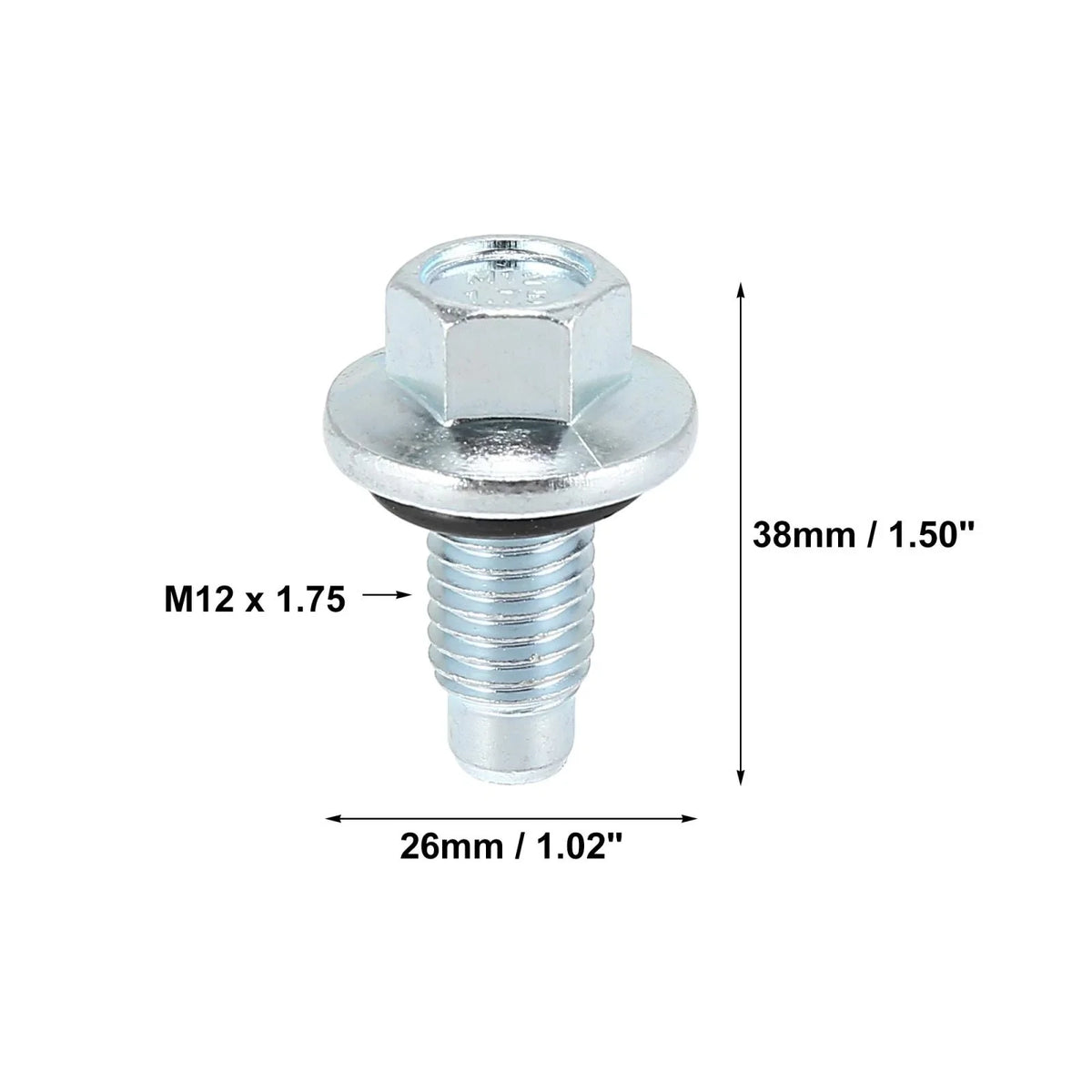 M12 x 1.75 Steel Engine Oil Drain Plug Screw with Seal Ring for Buick 