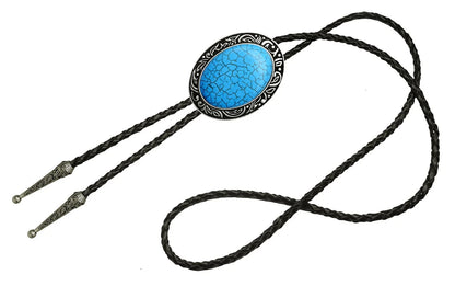 Bolo Tie for Western Style (Natural Colors, Blue Turquoise)