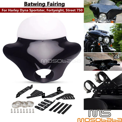 Windshield & Batwing Fairing for Harley Sportster 48 XL1200X 883 Dyna (2010-2023)