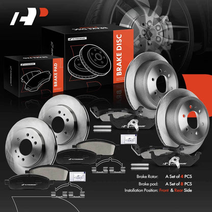 Set of 4 Disc Brake Rotors & Ceramic Pads for Ford F-150 (2009) - 32065130, 680754R, PRT6000