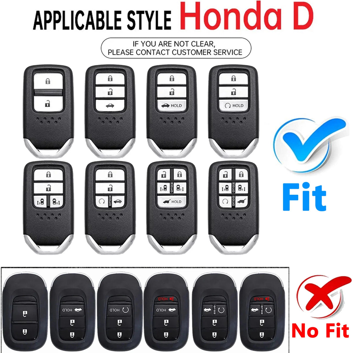 Remote Metal Leather Key Fob Cover for Honda Civic Accord CR-V Pilot (2016–2021)