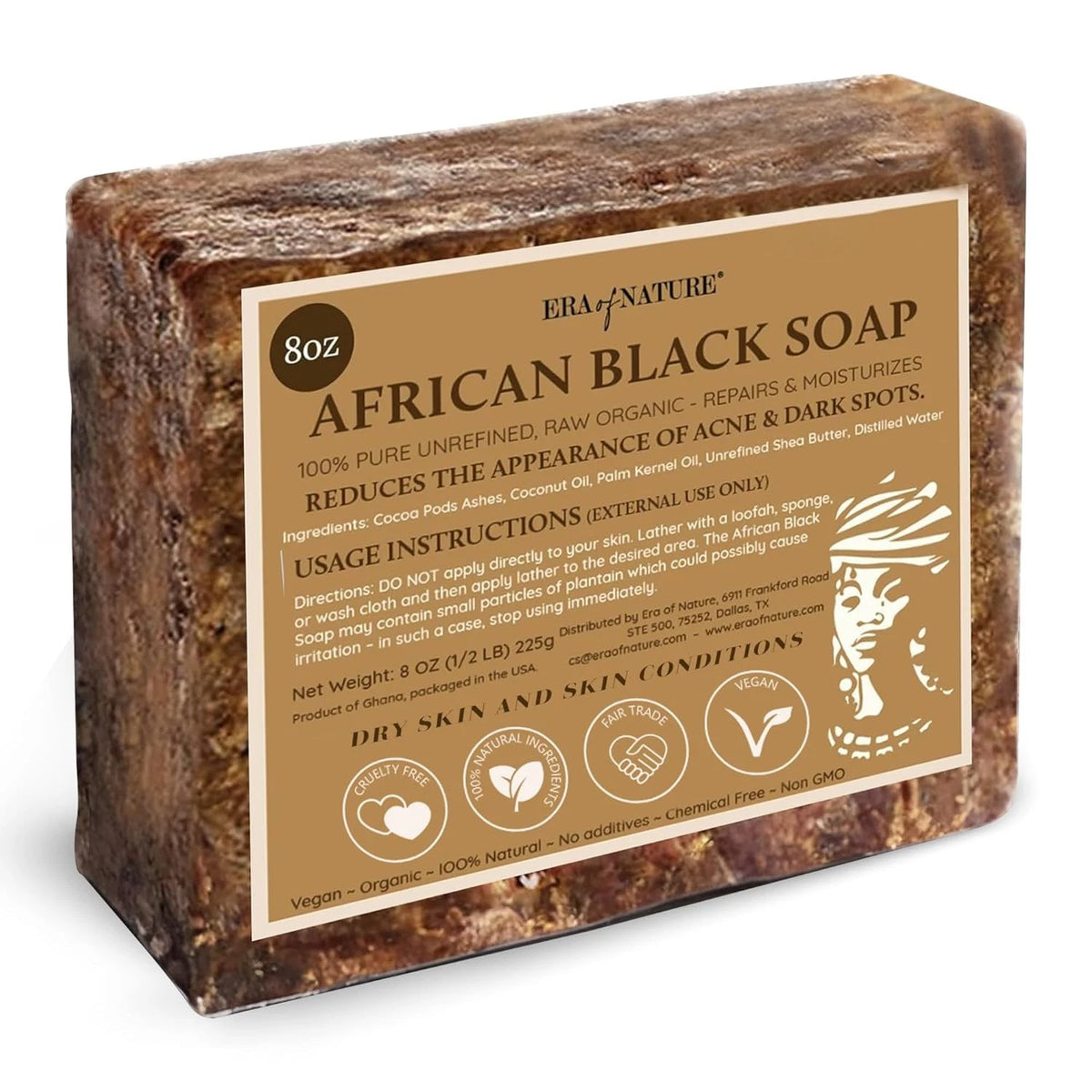Organic African Black Soap for Skin Care (100% Pure)