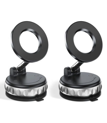 2X Vacuum Suction Magnetic Phone Holder for Car Dashboard (Black)