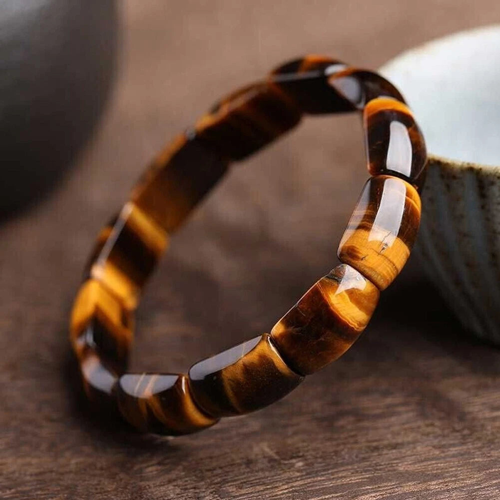 Natural Tiger's Eye Stone Beaded Bracelet for Universal Fit (Stretch)