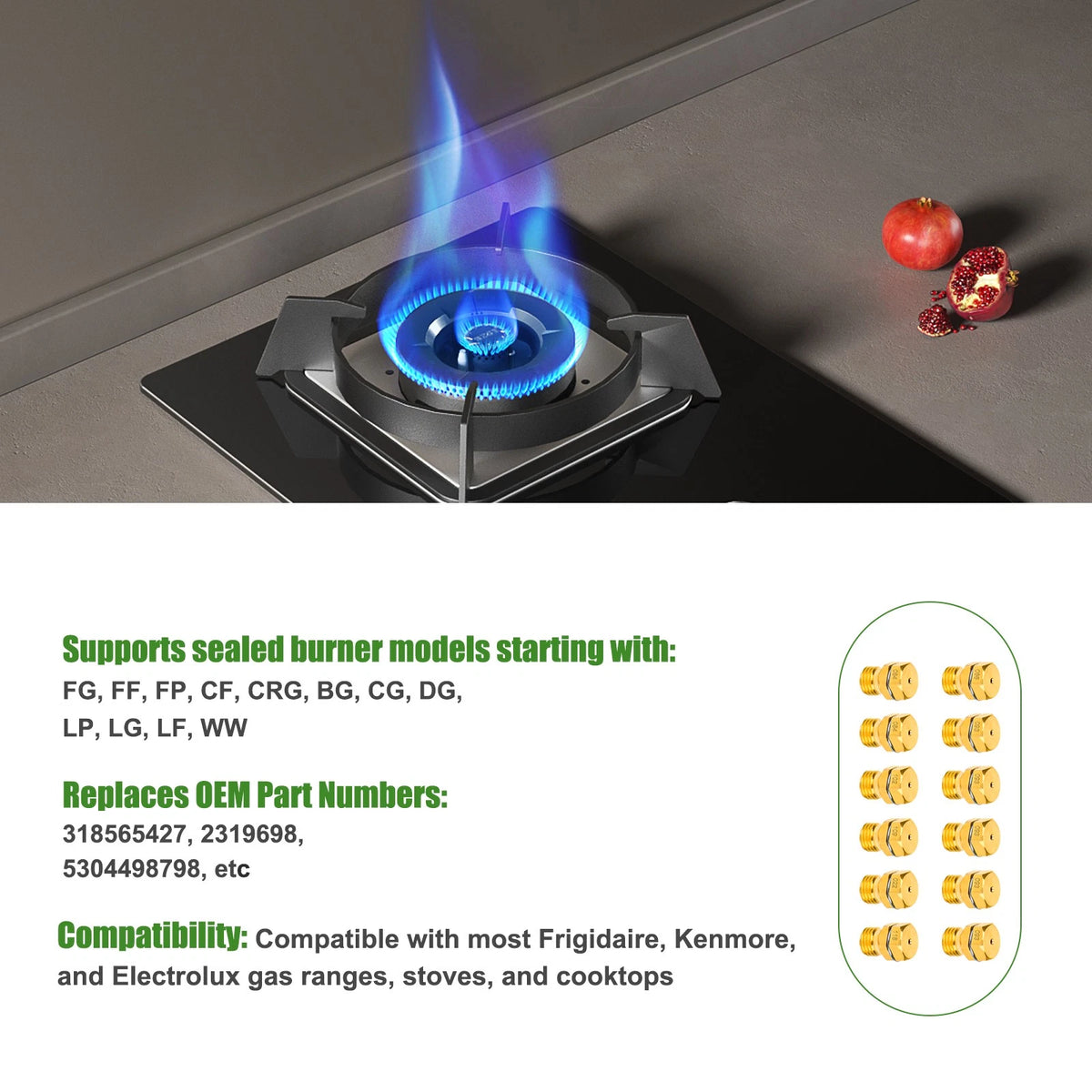 12x Brass LP Gas Conversion Kit Propane Orifice Nozzles for Stove Range
