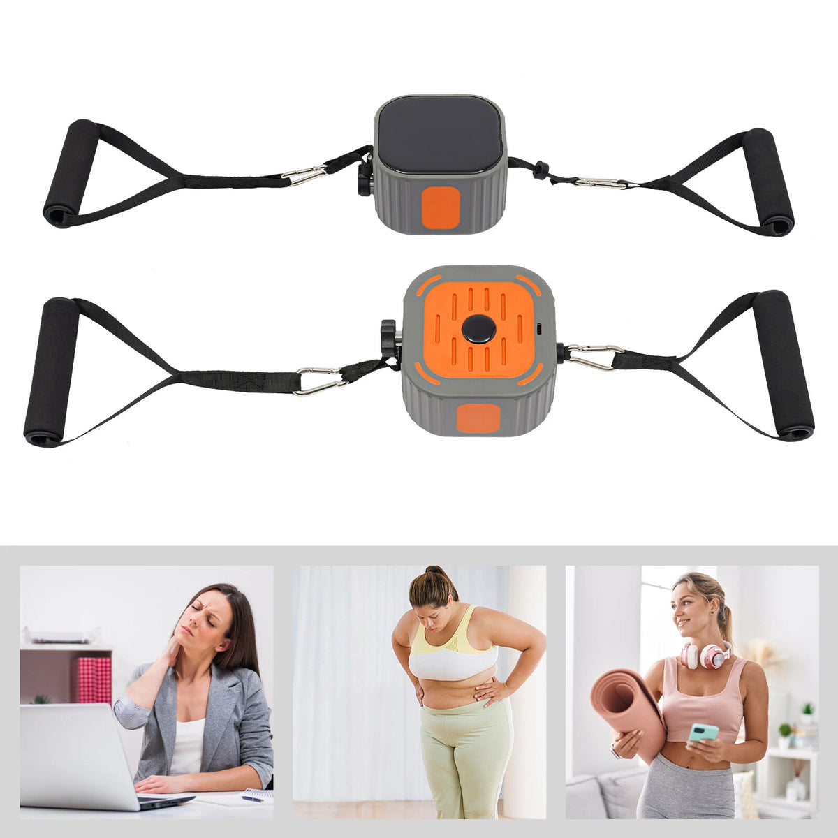 Set of 4 Fitness Workout Bands with Pump for Home Office Exercise