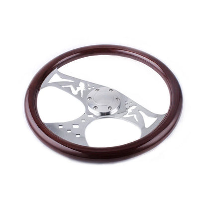 15" Classic Mahogany Wood Grain Steering Wheel for Universal Fit