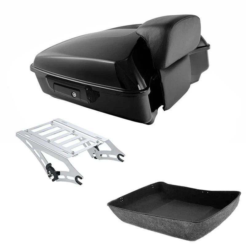 Chopped Trunk Black Backrest Mount Rack for Harley Touring FLHX (2014–2026)