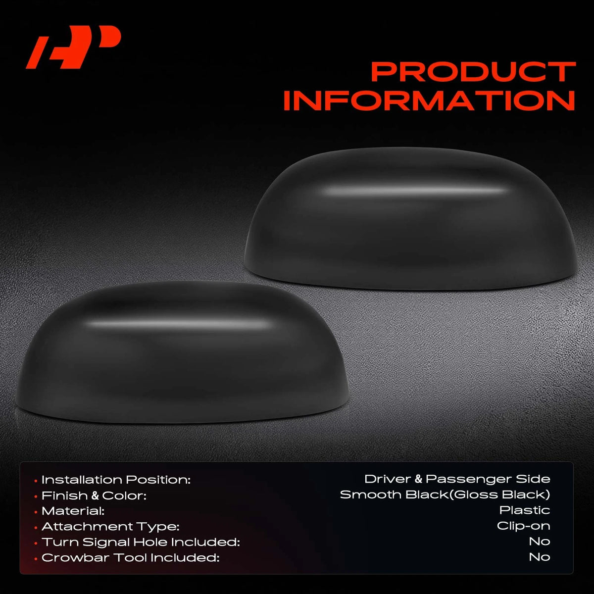 Set of 2 Side View Mirror Cover Caps for Kia Soul (2014–2019) - 87626-B2500, 87616-B2500
