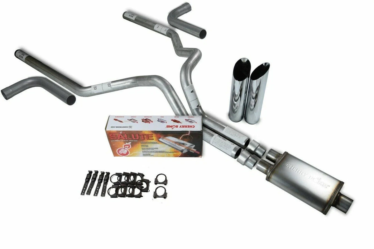 Dual Exhaust Kit for Chevy GMC 1500 (2007–2014) - 3" Cherry Bomb Slash Tip
