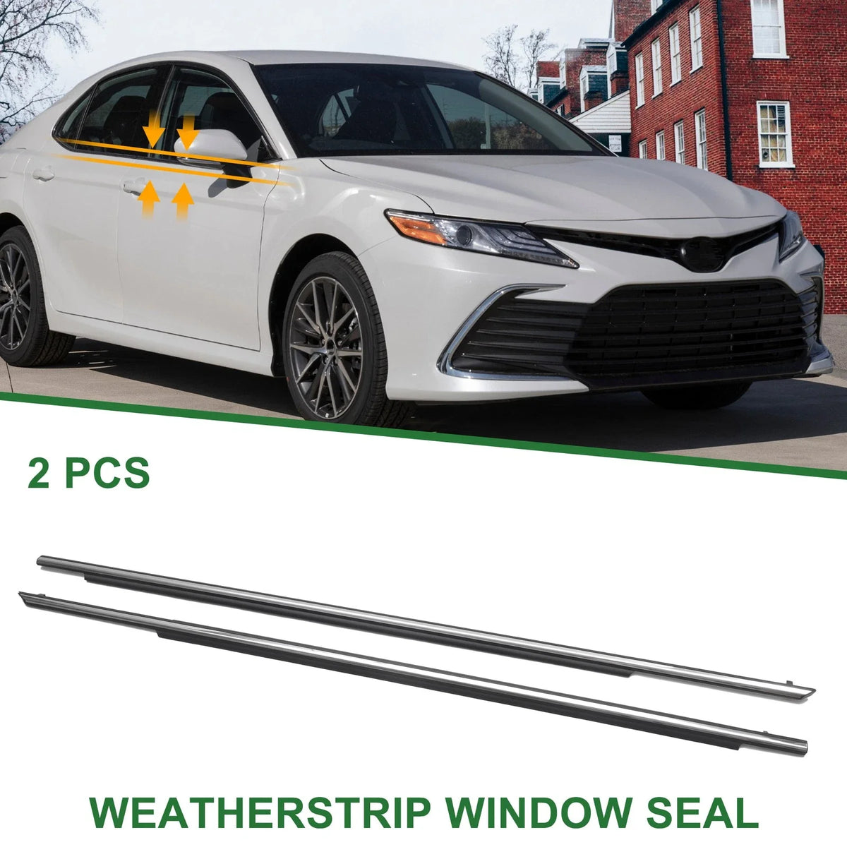 2X Front Left & Right Weatherstrip Window Seal No.7571006080 for Toyota Camry 
