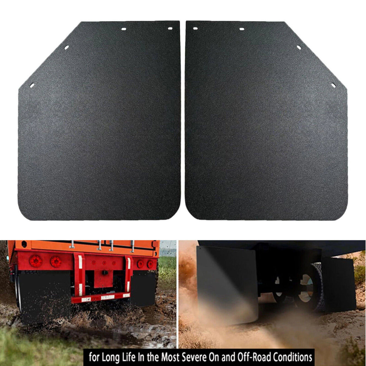 Pair Heavy Duty Polymer Mudflaps for Universal Trucks (102059)