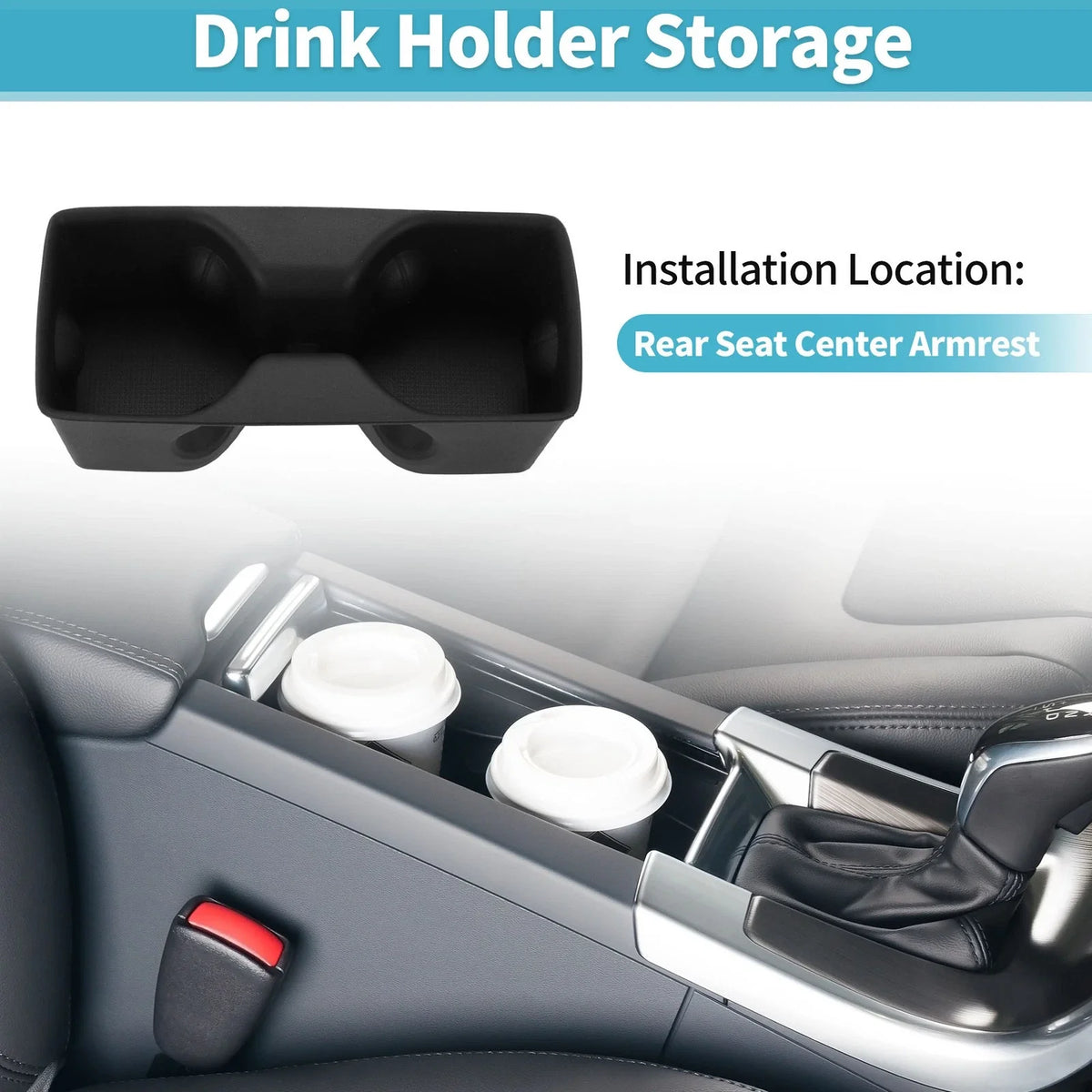 Rear Seat Center Armrest Cup Holder Organizer for Toyota RAV4 (2019–2021) TPE
