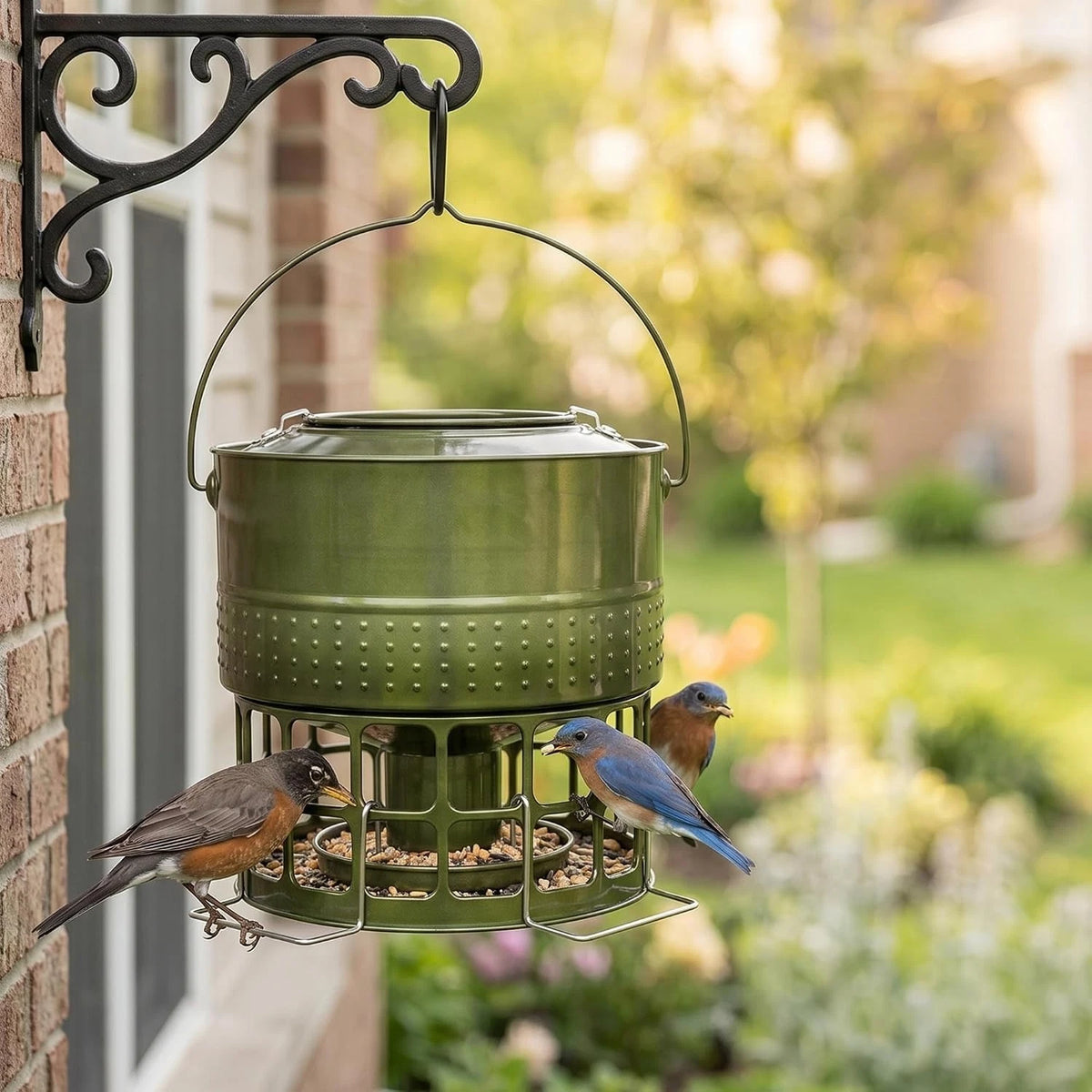 Elegant Weatherproof Metal Bird Feeder for Outdoor Use