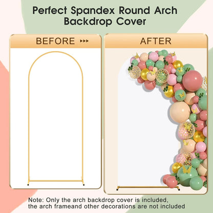 3 Piece Round Top Spandex Fitted Wedding Arch Backdrop Cover