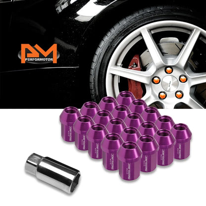 20Pc M12X1.25 Purple JDM Closed End Acorn Hex Wheel Lug Nuts + Extension 25mmx35mm
